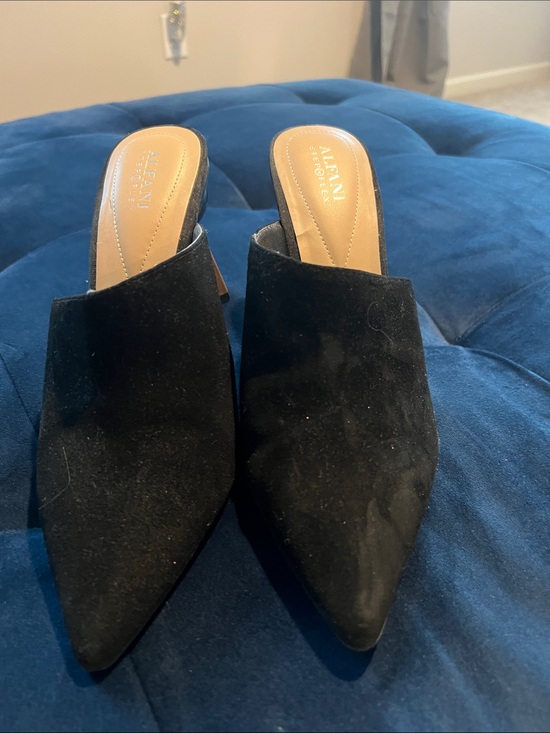 Alfani Shoes - Alfani Black Pointed-Toe Suede Mules